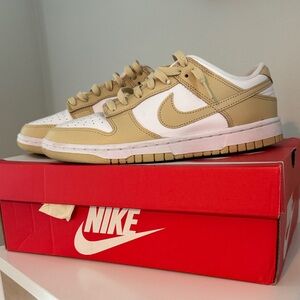 Nike Low-Top Sneakers in White and Tan